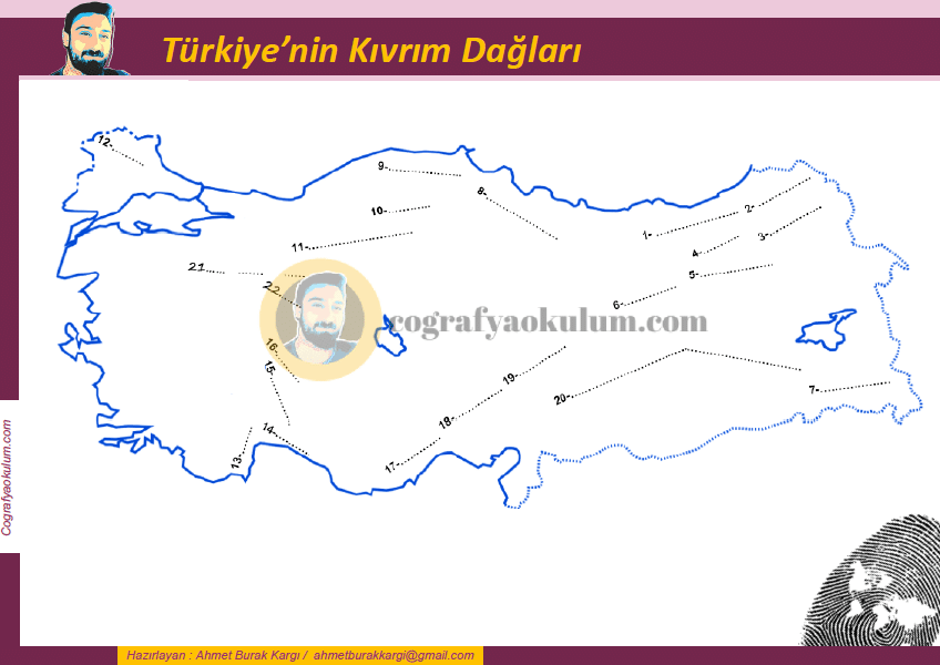 Türkiye'nin Kıvrım Dağları Dilsiz Haritası (Alıştırma) 1