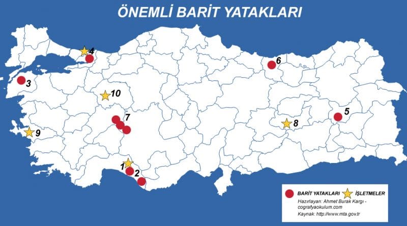 Türkiye'de Barit Çıkarılan ve İşlenen Yerler 10
