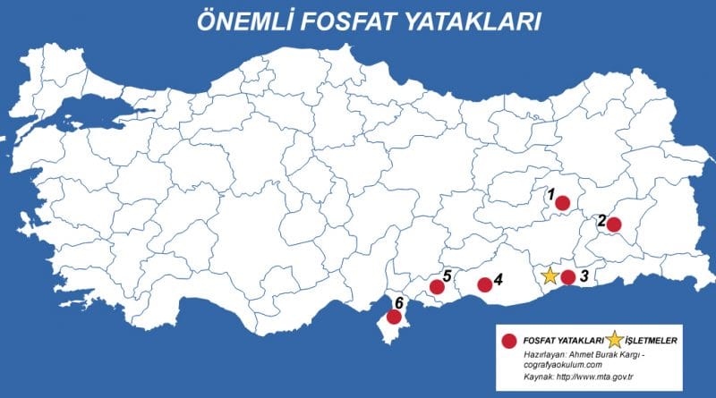 Türkiye’de Fosfat Çıkarılan ve İşlenen Yerler 1